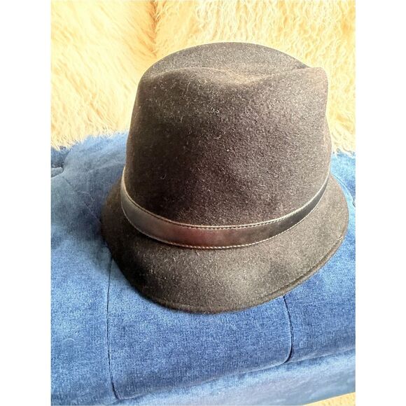 Gucci Black Felt Fedora Hat with Leather Band main image 4